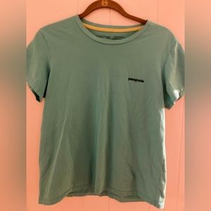 Patagonia Save Our Home Planet Logo Teal Tee T-Shirt MEDIUM Nice Condition